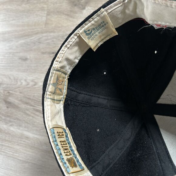 Vintage Sports Specialties Detroit Red Wings Hat Fitted Size 7 NHL Black Wool - Picture 5 of 9